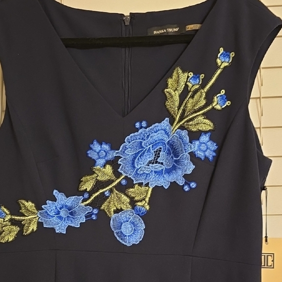 Ivanka Trump Blue Sleeveless Sheath Midi Dress - Picture 3 of 10